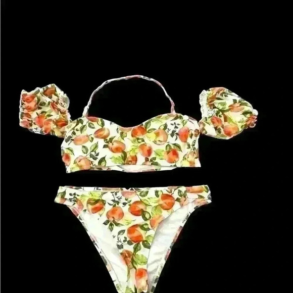 BCBG Paris Bikini Top & Bottom Juicy Peach Print Top (2XL), Bottom (XL) - Picture 9 of 9